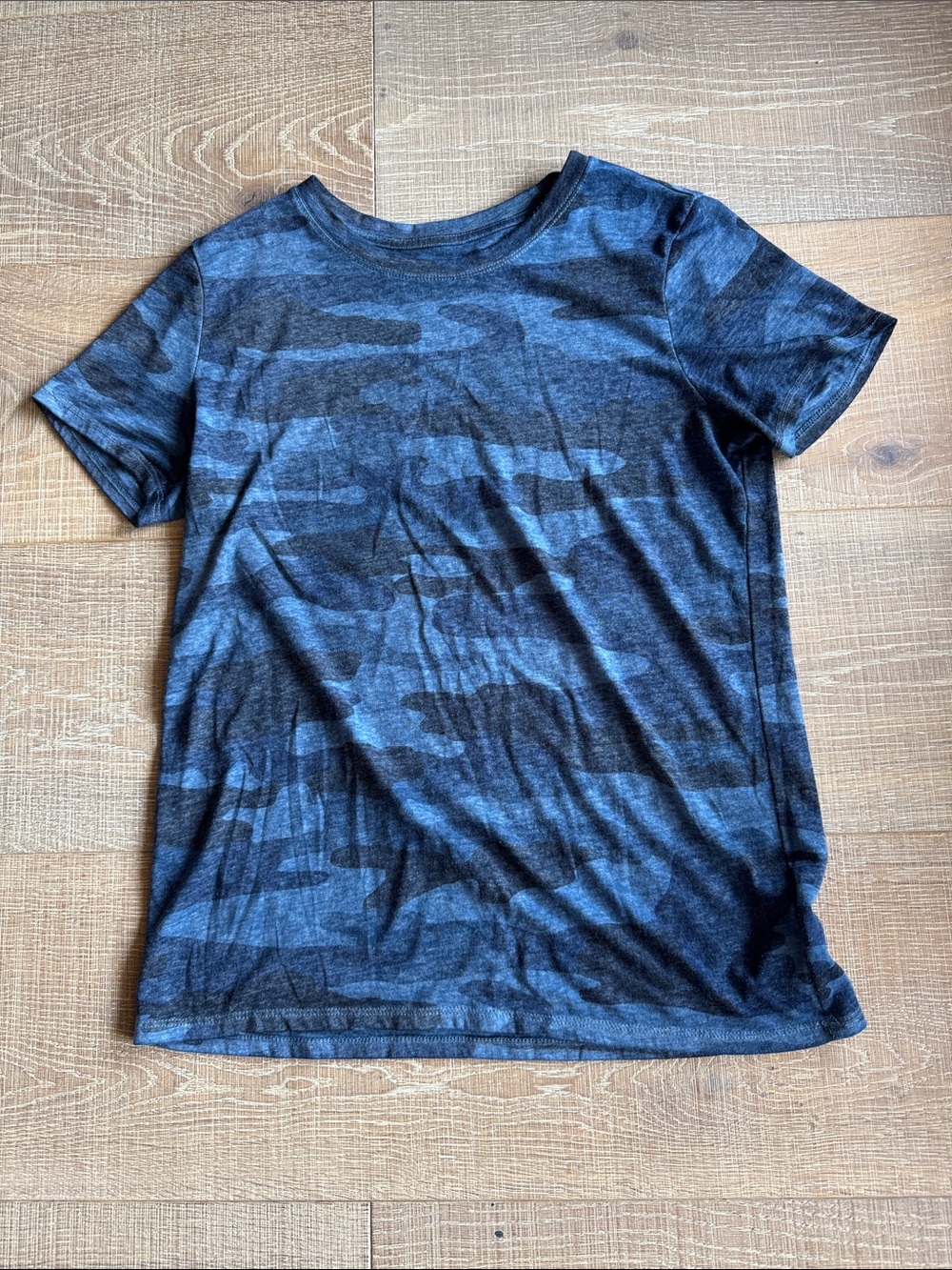 Lucky Brand Women's Short Sleeve Camo Tee - Blue Black
